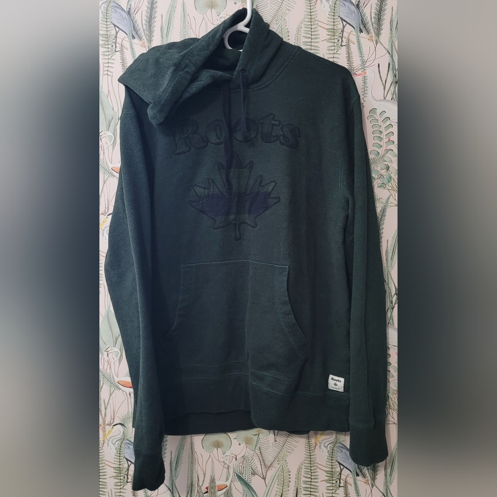 Unisex Roots Dark Green Hoodie Sweater - Size: L
